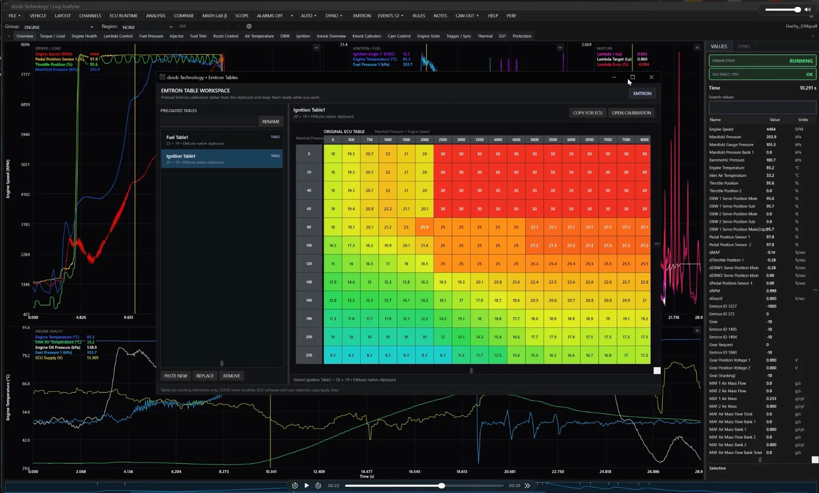 doob Log Analyzer calibration workspace
