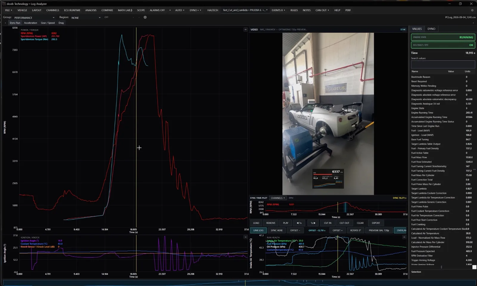 doob Log Analyzer dyno and video sync
